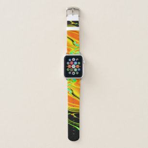 Alien Planet Marbled Green Orange Black NEON Apple Watch Band