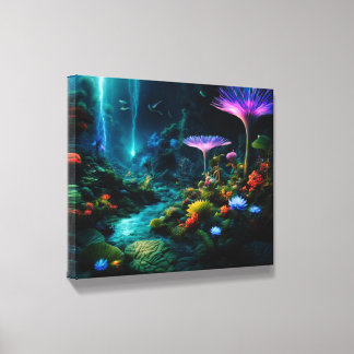 Alien Planet Moonlit Forest Canvas Photo Tile
