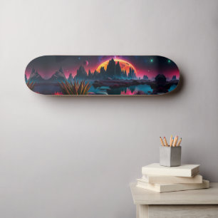  Alien planet Setting Moon Skateboard