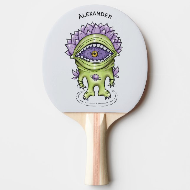 Alien Plant Character – Weird Astronaut Creature Ping Pong Paddle (Front)
