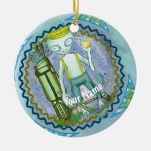 Alien playing Golf  ornament