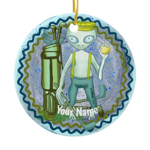 Alien playing Golf  ornament