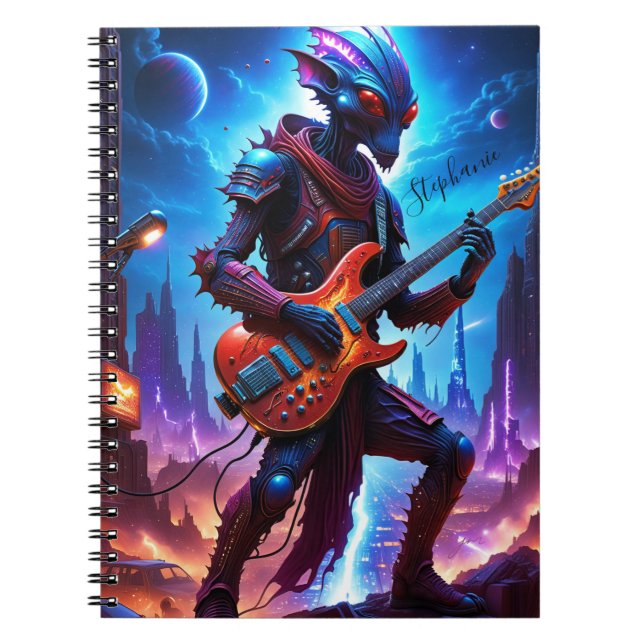 Alien Playing Guitar Notebook (Front)