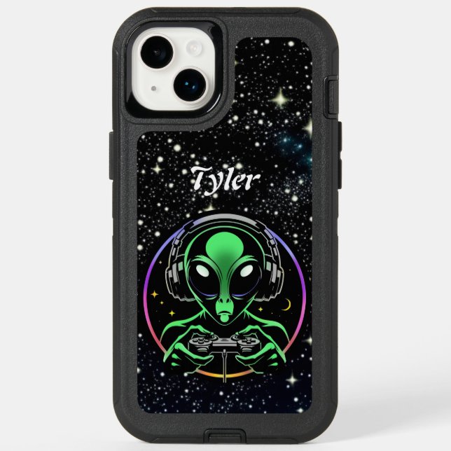 Alien Playing Video Games | Stellar Game Smasher Otterbox iPhone Case (Back)