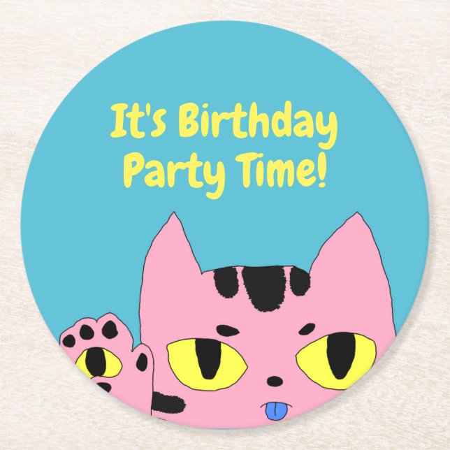 Alien Pocket Cat Round Paper Coaster (Front)