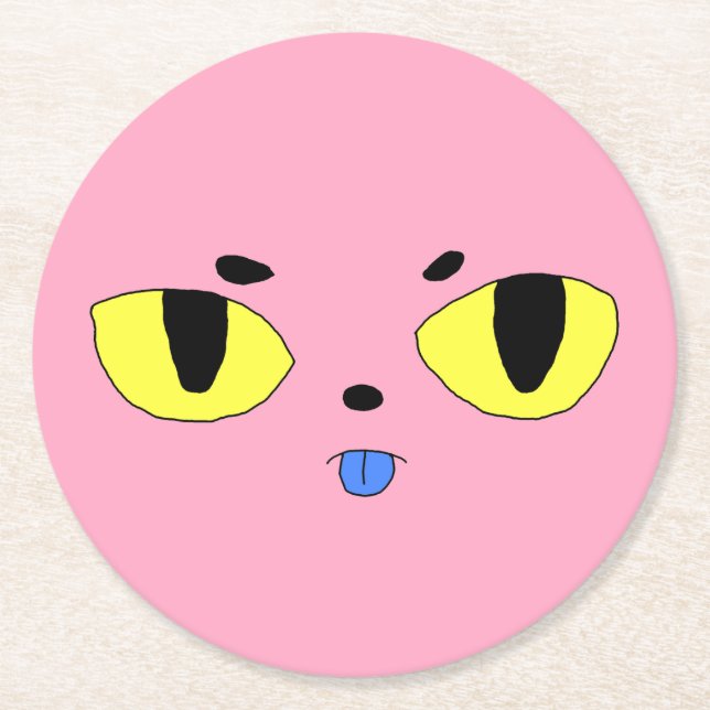 Alien Pocket Cat Round Paper Coaster (Front)