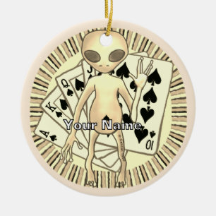 Alien Poker  Ceramic Ornament