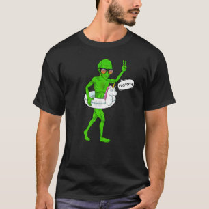 Alien Pool Party Unicorn Float  Ufo Extraterrestri T-Shirt