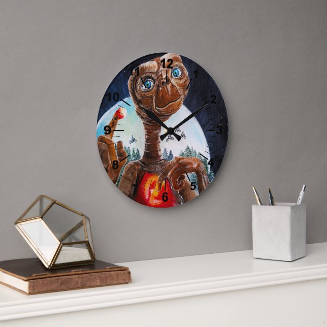 Alien Portrait Painting by Alfred Fox Large Clock (Office)