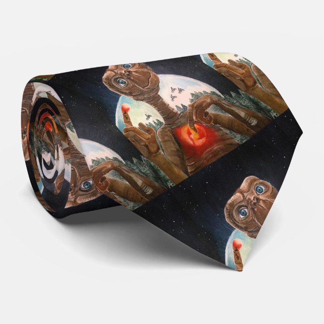 Alien Portrait Painting by Alfred Fox Neck Tie (Rolled)