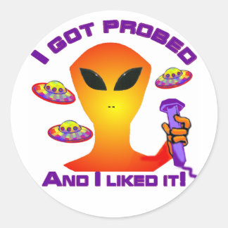 Alien Probe Classic Round Sticker