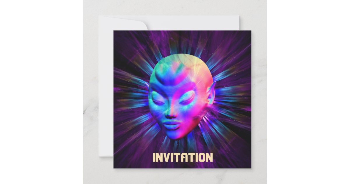 Alien Psychedelic Meditation Invitation | Zazzle