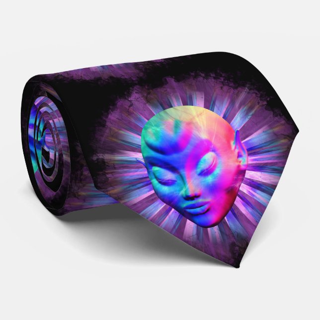 Alien Psychedelic Meditation Neck Tie (Rolled)