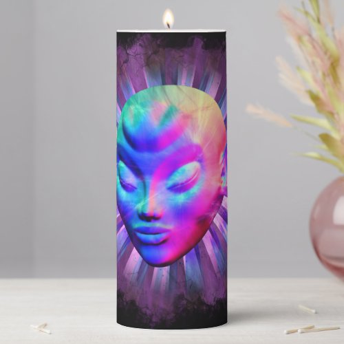 Alien Psychedelic Meditation Pillar Candle