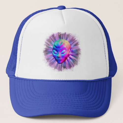 Alien Psychedelic Meditation Trucker Hat