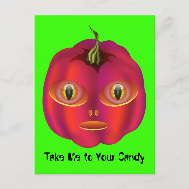 Alien Pumpkin Halloween Postcard (Front)