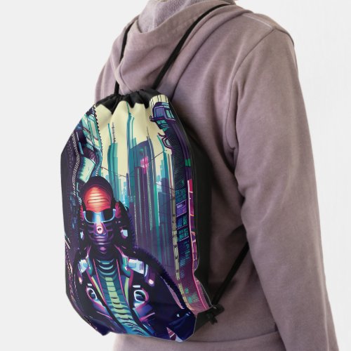 Alien Punk Ninja Humandroid  Zyrach   Drawstring Bag