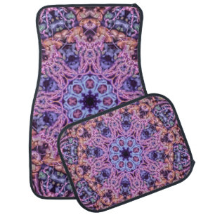 Alien Purple Psychedelic Kaleidoscopic Mandala Car Floor Mat
