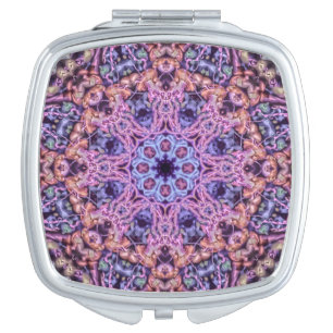 Alien Purple Psychedelic Kaleidoscopic Mandala Compact Mirror
