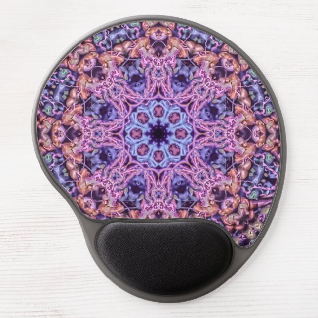 Alien Purple Psychedelic Kaleidoscopic Mandala Gel Mouse Pad (Front)