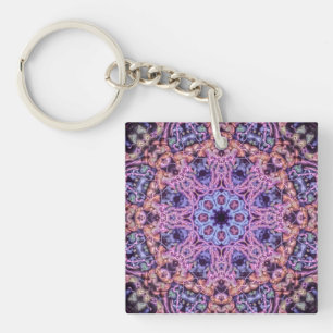 Alien Purple Psychedelic Kaleidoscopic Mandala Keychain