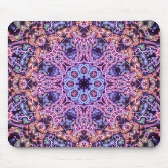 Alien Purple Psychedelic Kaleidoscopic Mandala Mouse Pad (Front)