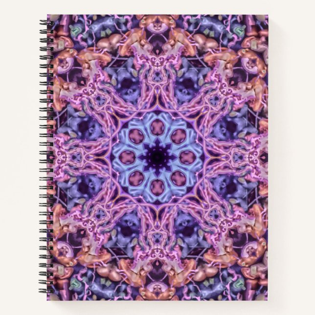 Alien Purple Psychedelic Kaleidoscopic Mandala Notebook (Front)