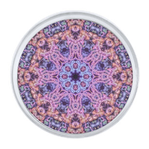 Alien Purple Psychedelic Kaleidoscopic Mandala Silver Finish Lapel Pin