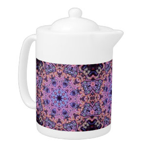 Alien Purple Psychedelic Kaleidoscopic Mandala Teapot