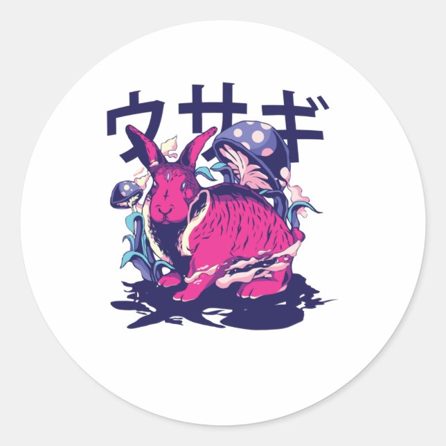 Alien Rabbit Classic Round Sticker (Front)