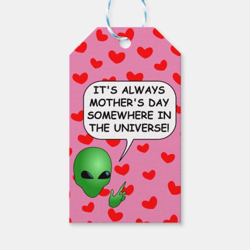 Alien Red Hearts Mothers Day Gift Tags
