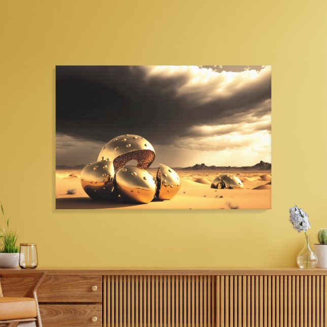 Alien Relics in the Desert Canvas Print (Insitu(LivingRoom))