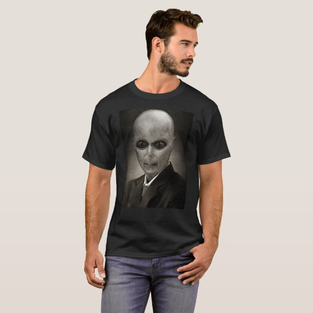Alien Reptilian Conspiracy Men's Black Shirt (Front Full)