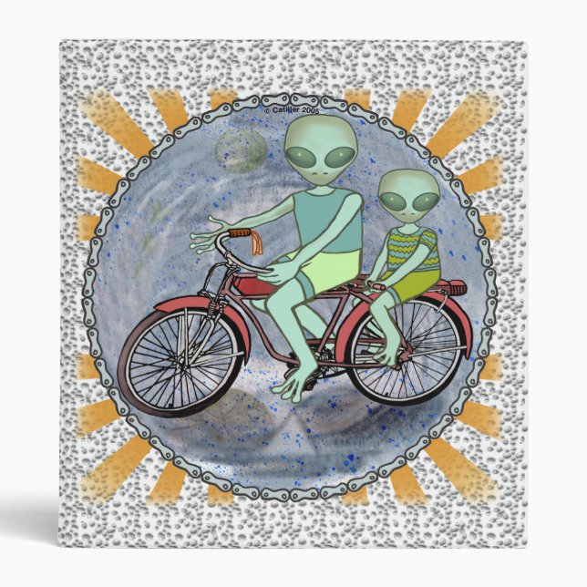 Alien Riding Bike  binder (Front)