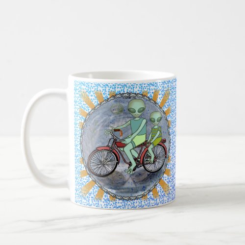 Alien Riding Bike custom name mug