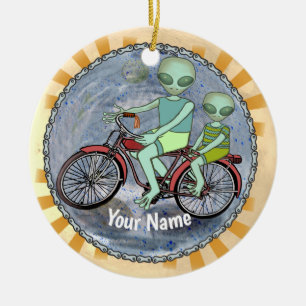 Alien Riding Bike ornament