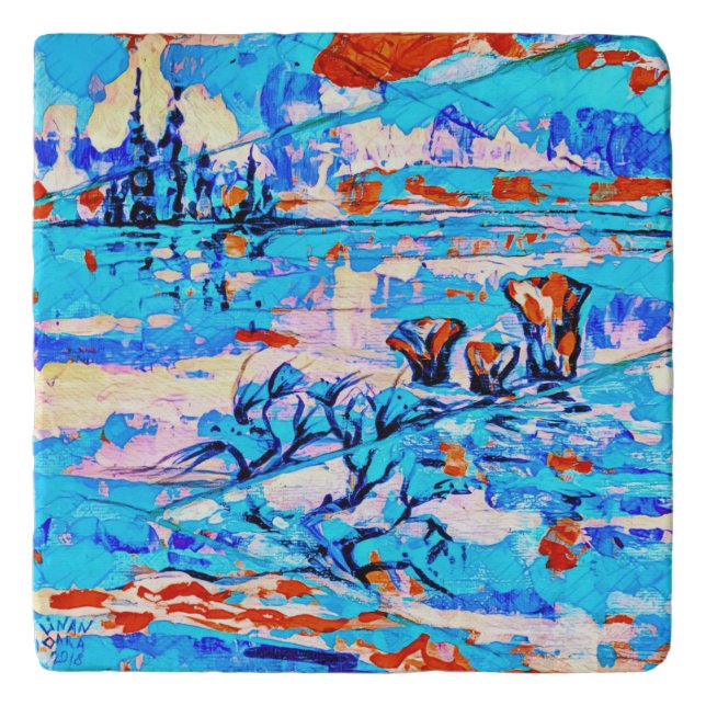 Alien Salt Lake with distant City Trivet (Front)