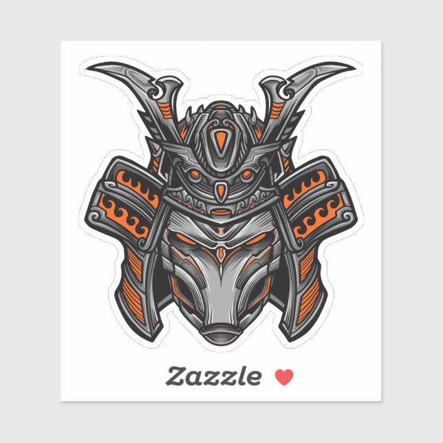Alien Samurai Mask Orange Sticker (Sheet)