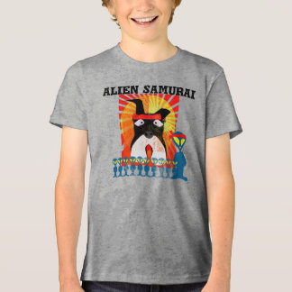 Alien Samurai with His Samurai Terrier Dog Tri-Blend Shirt