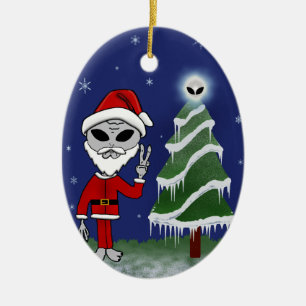 Alien Santa Ceramic Ornament
