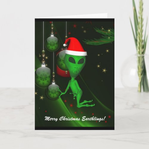Alien Santa Christmas Ornament Greeting Card
