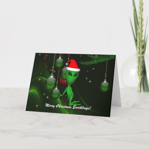 Alien Santa Christmas Ornament Greeting Card