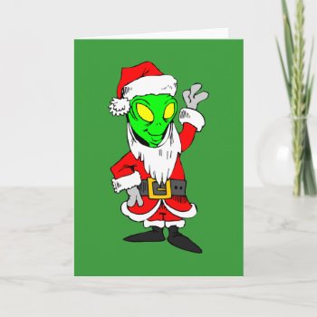 Alien Santa Claus Holiday Card by holidaysboutique at Zazzle