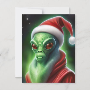 Alien Santa Claus Holiday Card