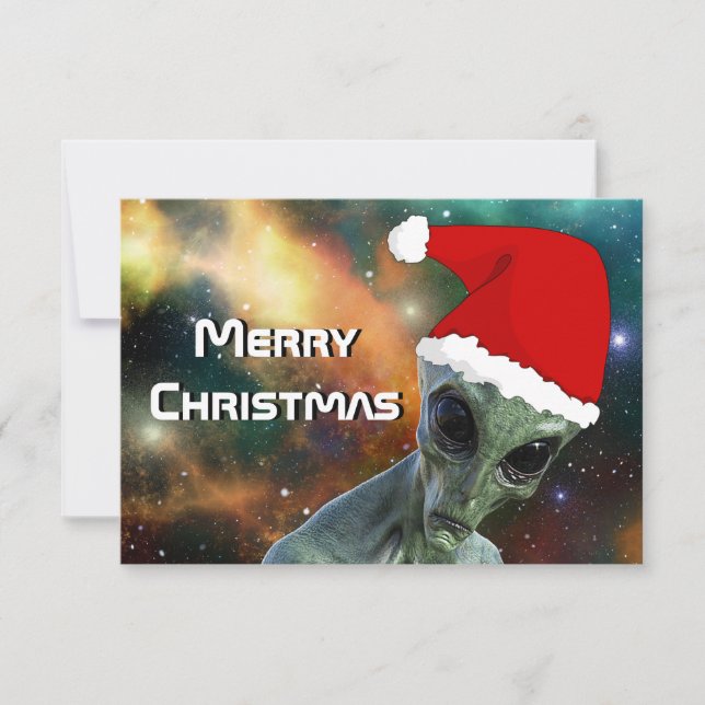 Alien Santa Merry Christmas Personalize Card (Front)
