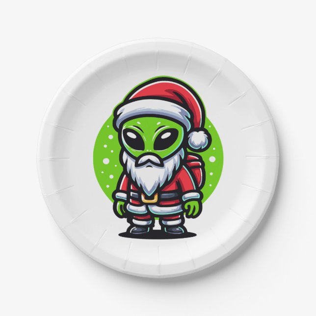 Alien Santa Paper Plates (Front)