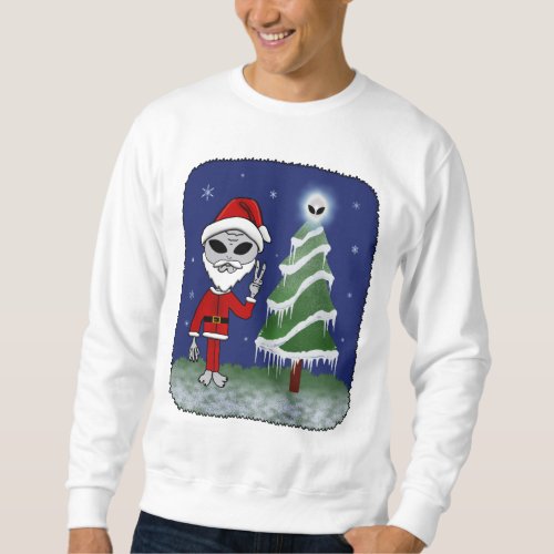 Alien Santa Sweatshirt - Cool paranormal alien Santa Christmas design