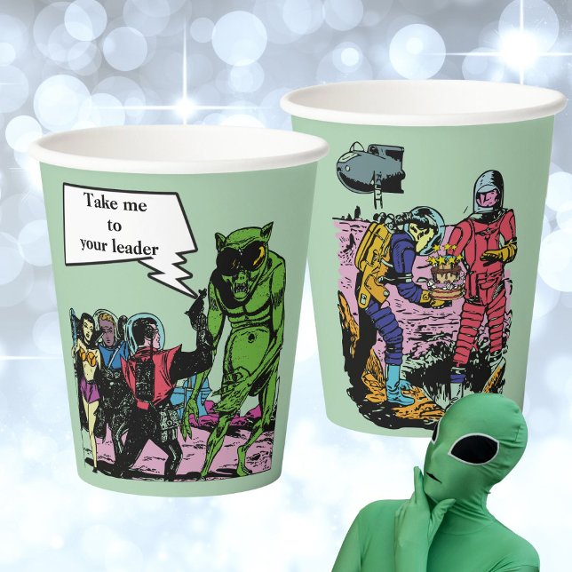 Alien Sci-Fi Science Fiction birthday party Paper Cups (Creator Uploaded)