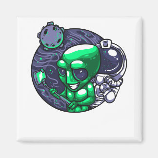 Alien Selfie Snap For Astronomer Teacher Space Fan Magnet