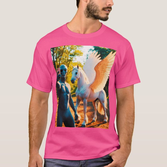 Alien Selfie With Pegasus T-Shirt (Front)